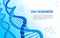 DNA sequences abstract light blue background template for presentation, poster, web. Color vector illustration