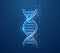 DNA spiral 3d symbol in blue low poly style. Biotech, science, genome design concept illustration. Genetic helix
