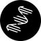 DNA spirals in black circle icon. Deoxyribonucleic, nucleic acid helix. Spiraling strands. Chromosome. Molecular biology. Genetic