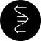 DNA spirals in black circle icon. Deoxyribonucleic, nucleic acid helix. Spiraling strands. Chromosome. Molecular biology. Genetic