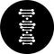 DNA spirals in black circle icon. Deoxyribonucleic, nucleic acid helix. Spiraling strands. Chromosome. Molecular biology. Genetic