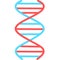 DNA spirals violet and turquoise color icons set. Deoxyribonucleic, nucleic acid helix. Spiraling strands. Chromosome. Molecular b