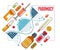 DNA strand based medical theme composition with lots of different drugs and meds vector illustration isolated, drugstore or