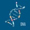 DNA strand symbol with medical examination icons