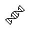 DNA structure icon. Linear molecule logo. Black cartoon illustration of gene, biology, evolution, genetics. Contour isolated