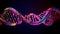 DNA structure in neon colors. Concept: Science of genomics and genetics. Illustration