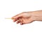 Dna test. Cotton swab. Close up of woman`s hand holding a cotton bud