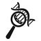 Dna under magnify glass icon, simple style