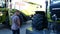 DNIPRO, UKRAINE - AUGUST 30, 2018: Combines, tractors and machinery during the agricultural exhibition, August 30, 2018