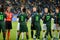 DNIPRO, UKRAINE - September 10, 2019: Nigeria football team shaking hands during the friendly match between national team Ukraine