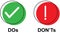 Do and Don\\\'t or Good and Bad Icons or Positive and Negative Symbol