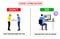 Do and don`t poster for covid 19 corona virus. Safety instruction for office employees and staff. Vector illustration of don`t