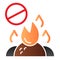 Do not burn waste flat icon. Burning garbage ban color icons in trendy flat style. Forbidden bonfire gradient style