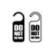 Do not disturb icon. Hotel door warning messages on isolated white background. EPS 10 vector