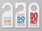 Do not disturb room vector signs. Hotel door hangers collection