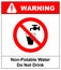 Do not drink water prohibition sign. vector illustration