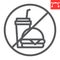 Do not eat line icon, prohibition and no eat, no fast food vector icon, vector graphics, editable stroke outline sign