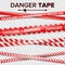 Do Not Enter, Danger. Security Quarantine Red And White Tapes. On Transparent Background. Vector Illustration