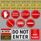 Do Not Enter Danger Warning Signs. Prohibition and Restriction Symbols Set