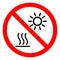 Do Not Expose to Direct Sunlight or Hot Surface Symbol Sign ,Vector Illustration, Isolate On White Background Label. EPS10