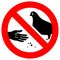 Do not feed birds forbidden sign, modern round sticker, vector illustration