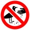 Do not feed birds forbidden sign, modern round sticker, vector illustration