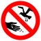 Do not feed birds forbidden sign, modern round sticker, vector illustration