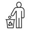 Do not litter black line icon. Man throws garbage. Pictogram for web page, mobile app, promo.