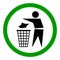 Do not litter flat icon in green circle isolated on white background. Keep it clean vector illustration. Tidy symbol