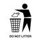 Do not litter flat icon isolated on white background. Keep it clean vector illustration. Tidy symbol