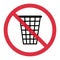 Do not litter flat icon in red forbidding circle isolated on white background. Keep it clean vector illustration. Tidy symbol