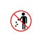 Do not litter line icon, prohibition sign