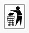 Do not litter, recycle. Silhouette of a man throwing garbage into the trash bin