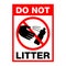 Do Not Litter sign - crossed throwing empty bottle