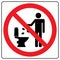 Do not litter in toilet icon. Keep clean sign. Silhouette of a man, throw garbage in a bin