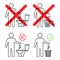 Do not litter in the toilet. Toilet no trash. Keeping the clean. Man littering in toilet. Forbidden icon. Throwing garbage in a