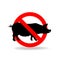 Do not litter vector sign. Crossed pig. No pork sign