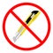 Do not open with knife on white background. Do not use cutter knife sign. cutter or Knife Prohibited symbol. flat style