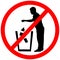 Do not recyclable litter in trash.Keep clean sign.Not to throw can or bottle into trash bin prohibition warning caution red circle