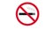 Do not smoke animation. No smoking symbol. Cigarette in red circle. Forbidden sign. Smoke restriction.