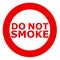 Do not smoke. Smoking prohibited sign in red over white background.