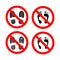 Do not step glyph vector icons set