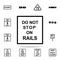 do not stop on rails icon. Railway Warnings icons universal set for web and mobile