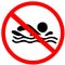 do not swim. swimming not allowed prohibited warning road sign on white Background