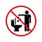 Do Not Throw Trash and Paper in Toilet Room Silhouette Sign. Dont Littering in Toilet Warning Icon. Keep Clean Symbol