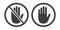 Do not touch hand icon. Isolated lined logotype design element. User manual standard symbol. Crossed