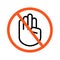 Do not touch sign symbol logo. Contactless delivery