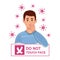 Do not touch your face sign. Avoid touching hand contact with head, mouth, eyes and nose. Hygiene. Prevention coronavirus. Vector