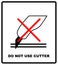 Do not use the cutter sign. Packaging signs or packaging symbols. Packaging symbol standard and care pack. Vector