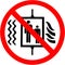 Do not use elevator in case of fire, earthquake Prohibition sign.